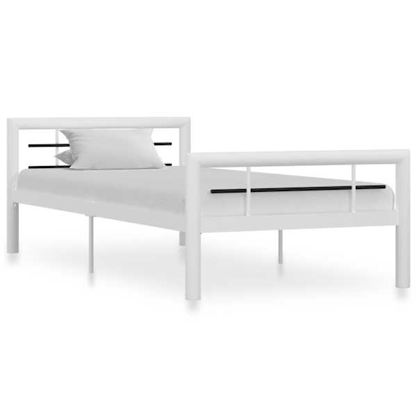 Voodiraam, valge ja must, 100 × 200 cm, metall