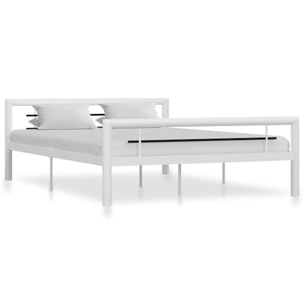 Voodiraam, valge ja must, 140 × 200 cm, metall — mudel 284547