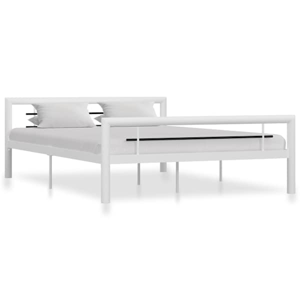 Voodiraam, valge ja must, 160 × 200 cm, metall — mudel 284548