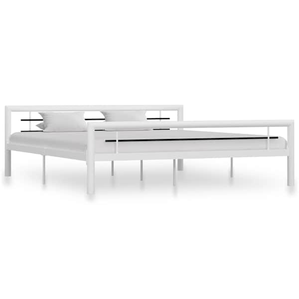 Voodiraam, valge ja must, 180 × 200 cm, metall — mudel 284549