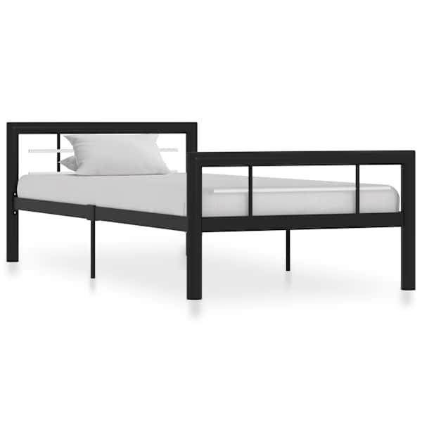 Voodiraam, must ja valge, 90 × 200 cm, metall