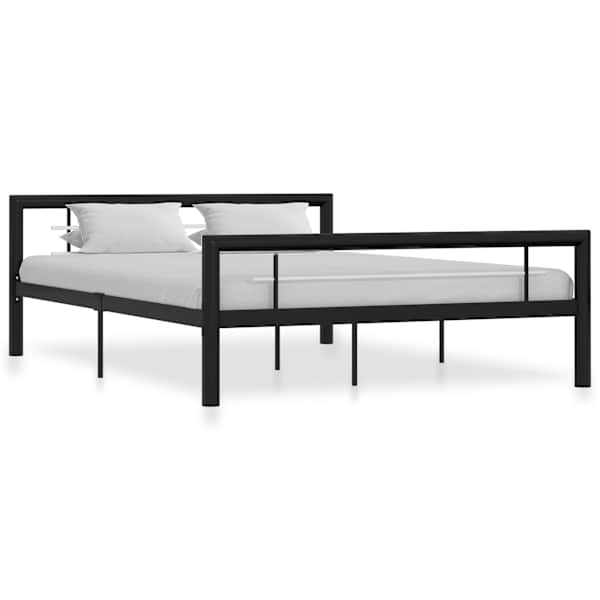 Voodiraam, must ja valge, 120 × 200 cm, metall — mudel 284552