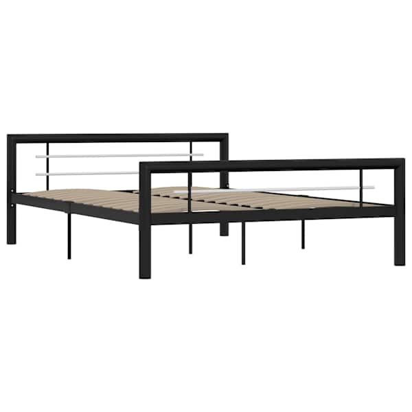 Voodiraam, must ja valge, 120 × 200 cm, metall — mudel 284552