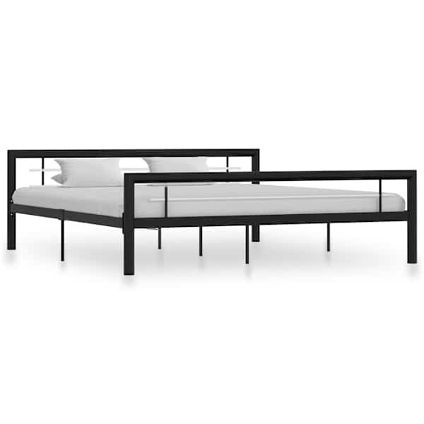 Voodiraam, must ja valge, 180 × 200 cm, metall — mudel 284555