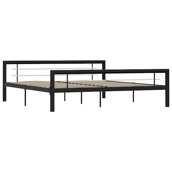 Voodiraam, must ja valge, 180 × 200 cm, metall — mudel 284555