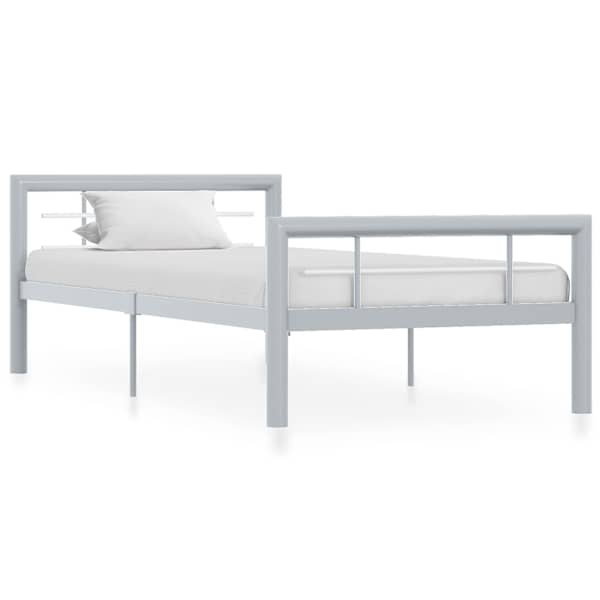 Voodiraam, hall ja valge, 100 × 200 cm, metall
