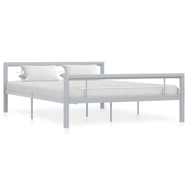 Voodiraam, hall ja valge, 120 × 200 cm, metall — mudel 284558