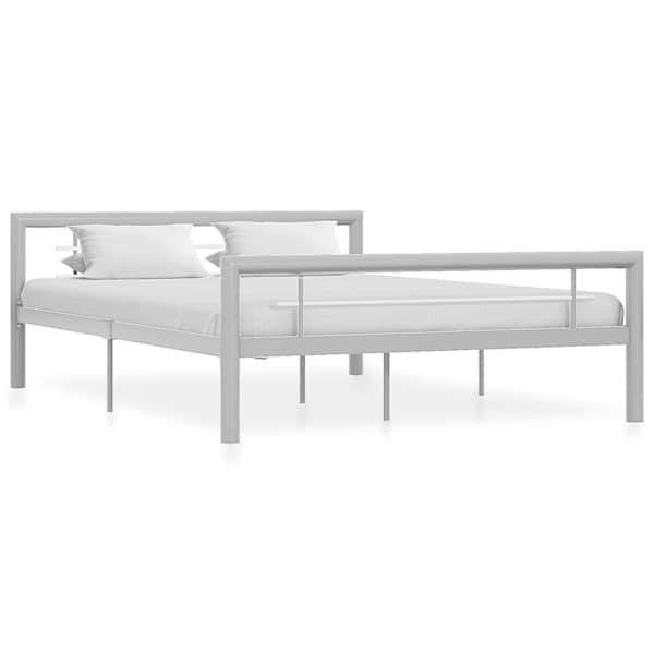 Voodiraam, hall ja valge, 140 × 200 cm, metall — mudel 284559