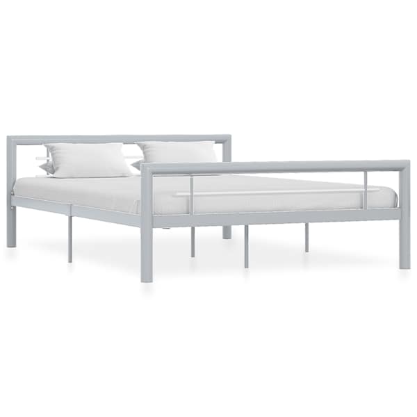 Voodiraam, hall ja valge, 160 × 200 cm, metall — mudel 284560
