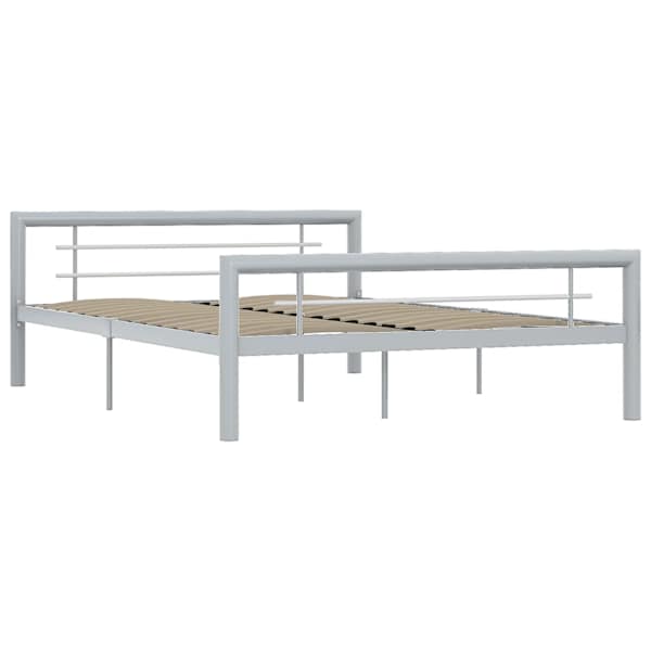 Voodiraam, hall ja valge, 160 × 200 cm, metall — mudel 284560