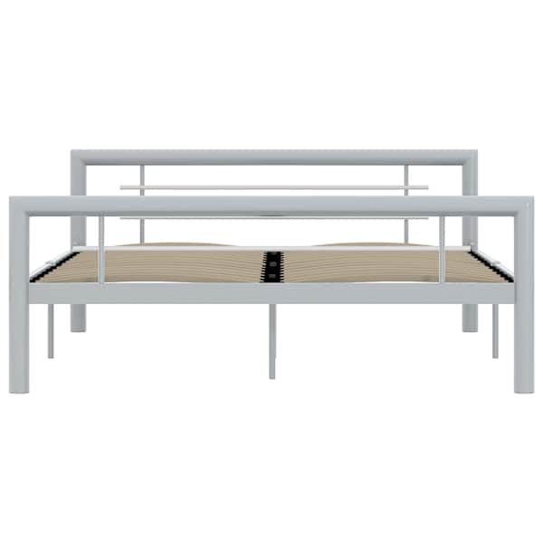 Voodiraam, hall ja valge, 160 × 200 cm, metall — mudel 284560