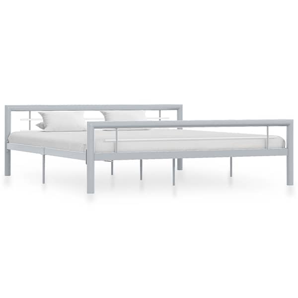Voodiraam, hall ja valge, 180 × 200 cm, metall — mudel 284561