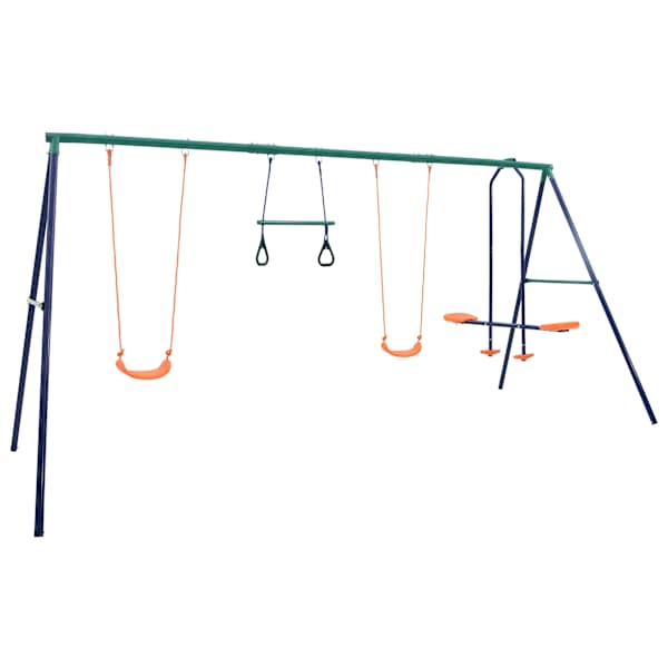 Kiigekomplekt võimlemisrõngastega 4 istmega, teras, 380 × 156 × 180 cm – mudel 92315