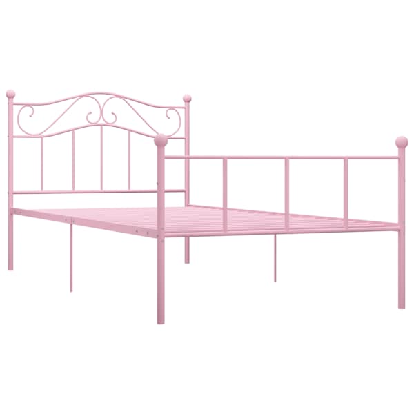 Voodiraam, roosa, 100 × 200 cm, metall — mudel 284538