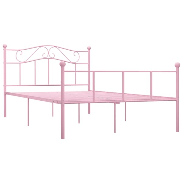 Voodiraam, roosa, 160 × 200 cm, metall — mudel 284541