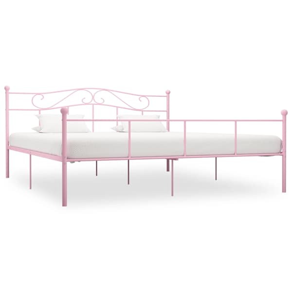 Voodiraam, roosa, 200 × 200 cm, metall — mudel 284543