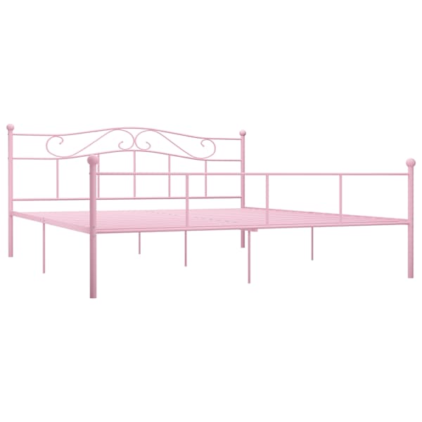 Voodiraam, roosa, 200 × 200 cm, metall — mudel 284543