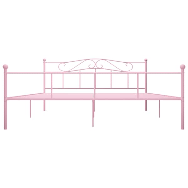 Voodiraam, roosa, 200 × 200 cm, metall — mudel 284543