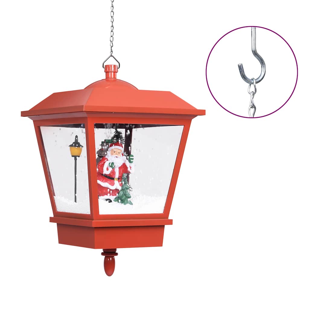 Rippuv jõululamp LED-tule ja jõuluvanaga, punane, 27x27x45 cm