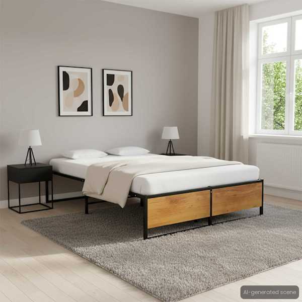 Voodiraam, must, 120 × 200 cm, metall — mudel 324815