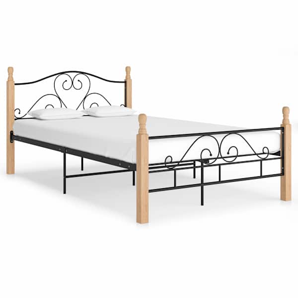 Voodiraam, must ja naturaalne, 120 × 200 cm, metall — mudel 324941