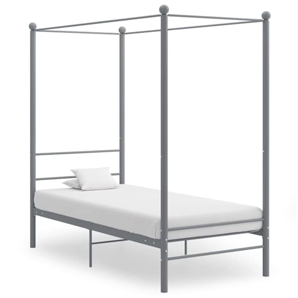 Baldahhiiniga voodiraam, hall, 90 × 200 cm, metall