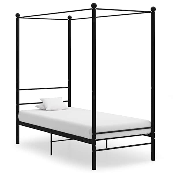 Baldahhiiniga voodiraam, must, 100 × 200 cm, metall — mudel 325054