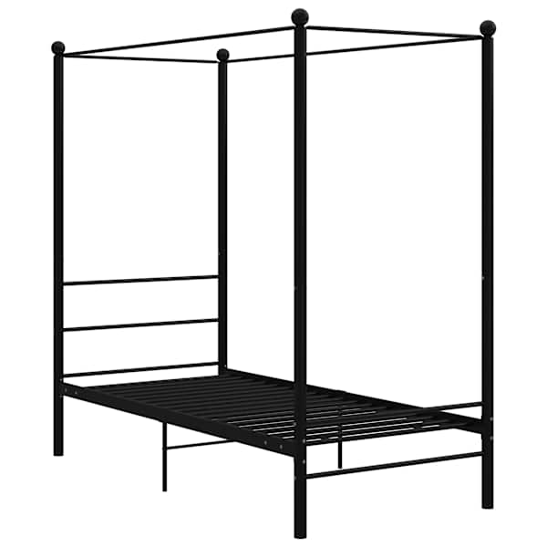 Baldahhiiniga voodiraam, must, 100 × 200 cm, metall — mudel 325054