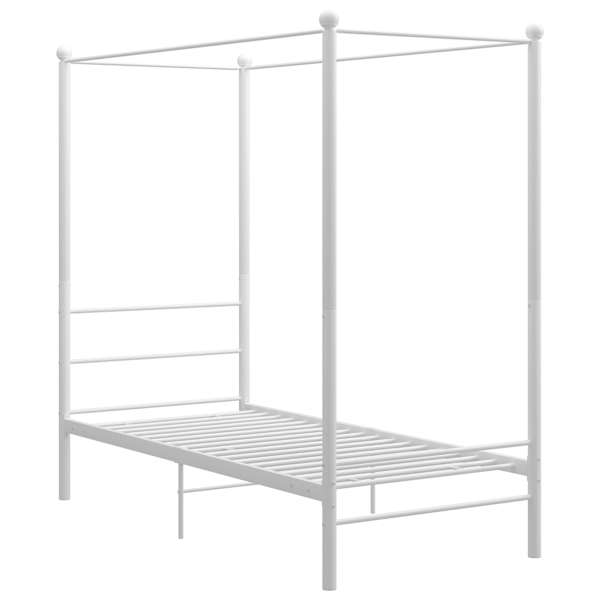 Baldahhiiniga voodiraam, valge, 100 × 200 cm, metall — mudel 325055