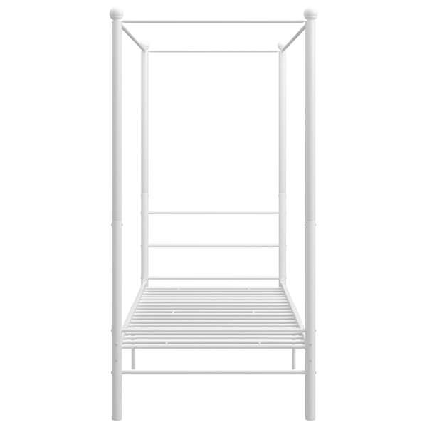 Baldahhiiniga voodiraam, valge, 100 × 200 cm, metall — mudel 325055