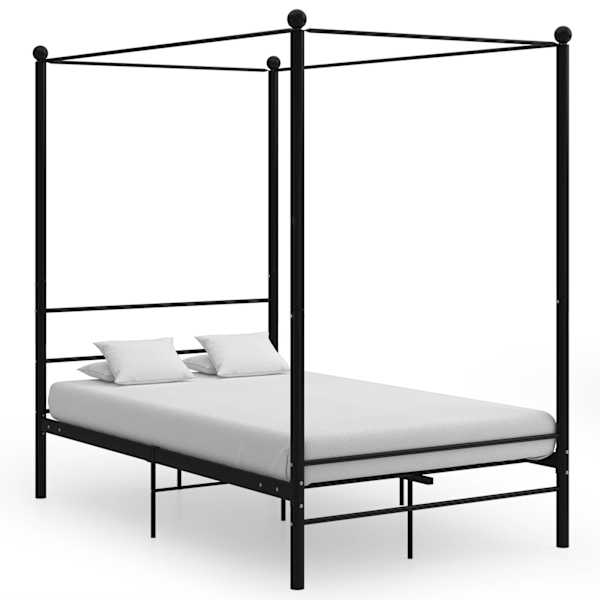 Baldahhiiniga voodiraam, must, metall, 120 × 200 cm