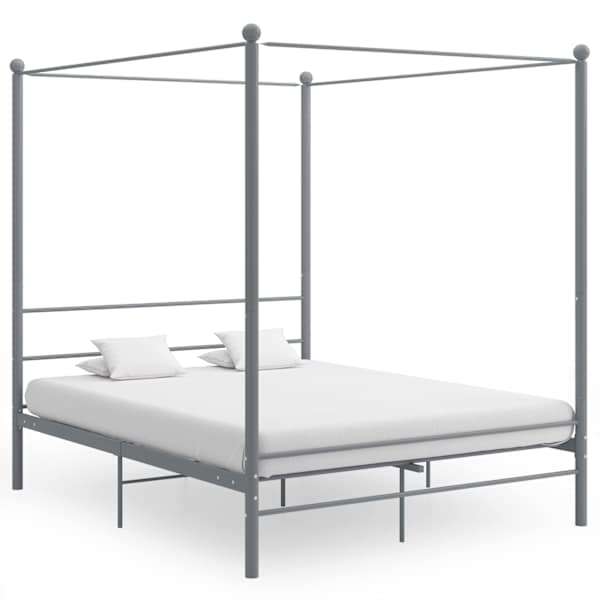 Baldahhiiniga voodiraam, hall, 160 × 200 cm, metall — mudel 325065