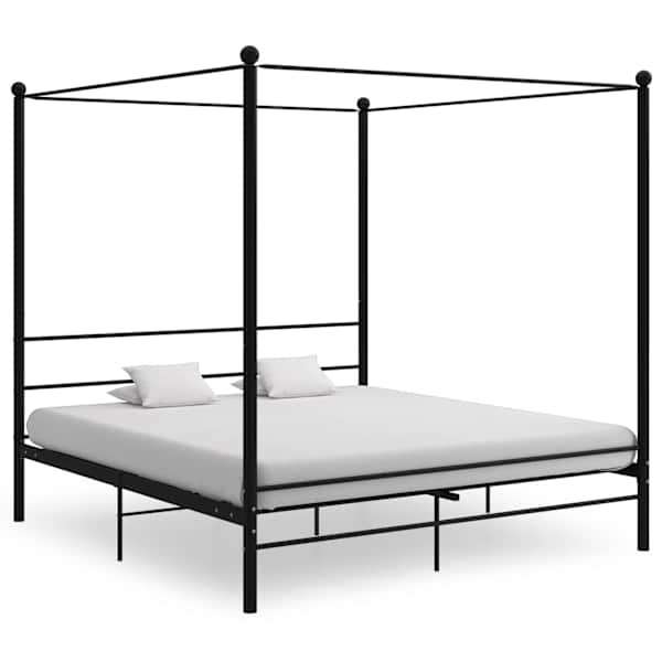 Baldahhiiniga voodiraam, must, 180 × 200 cm, metall — mudel 325066