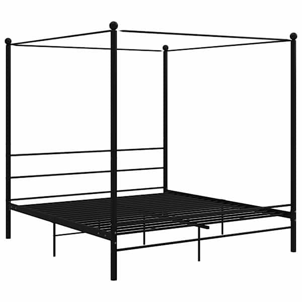 Baldahhiiniga voodiraam, must, 180 × 200 cm, metall — mudel 325066