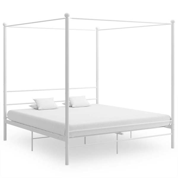 Baldahhiiniga voodiraam, valge, 200 × 200 cm, metall — mudel 325070