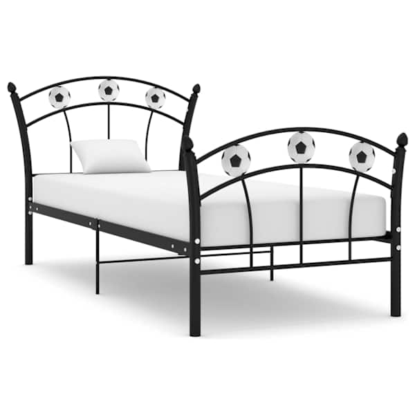 Voodiraam, must, 90 × 200 cm, metall