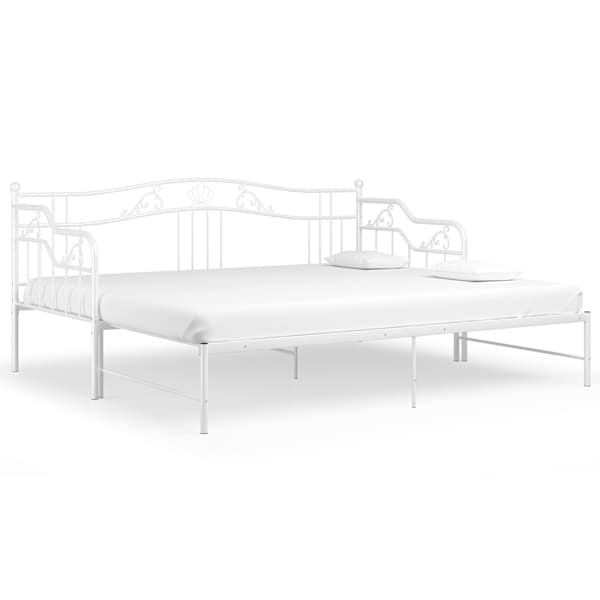 Lahtikäiv diivanvoodiraam, valge, metall, 90 × 200 cm
