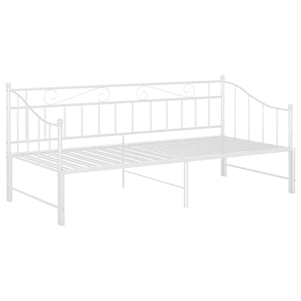 Diivanvoodi väljatõmmatava osaga, valge, 90 × 200 cm, metall — mudel 324777