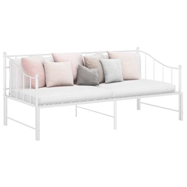 Diivanvoodi väljatõmmatava osaga, valge, 90 × 200 cm, metall — mudel 324777