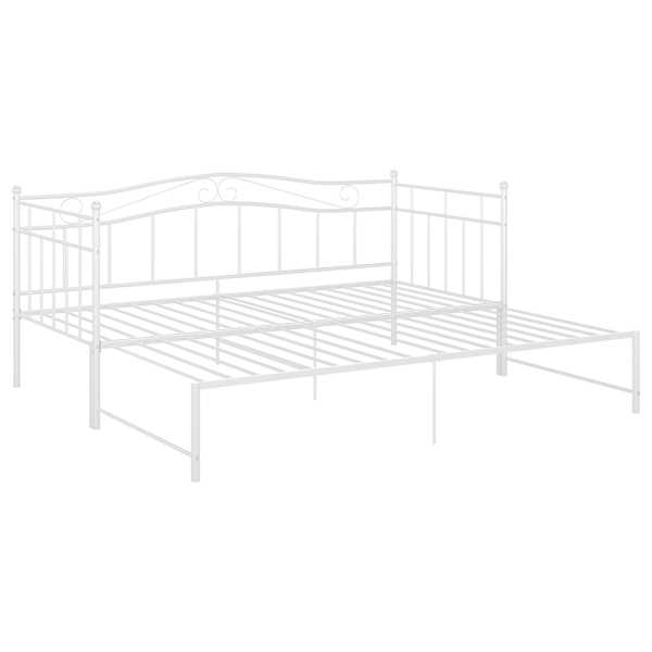 Diivanvoodi väljatõmmatava osaga, valge, 90 × 200 cm, metall — mudel 324783