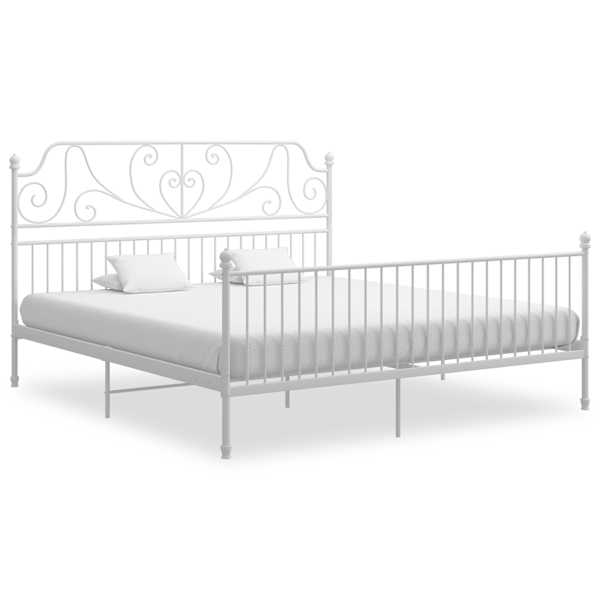 Voodiraam, valge, 200 × 200 cm, metall — mudel 324860