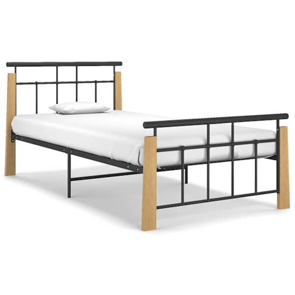 Voodiraam, helepruun, 90 × 200 cm, metall — mudel 324897