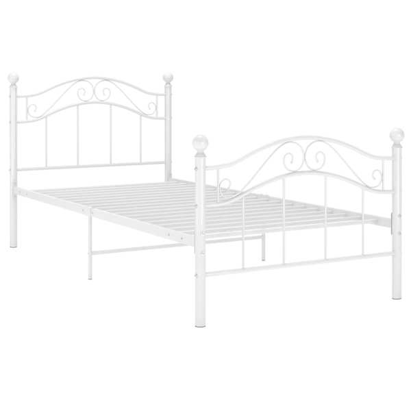 Voodiraam, valge, 100 × 200 cm, metall — mudel 324992