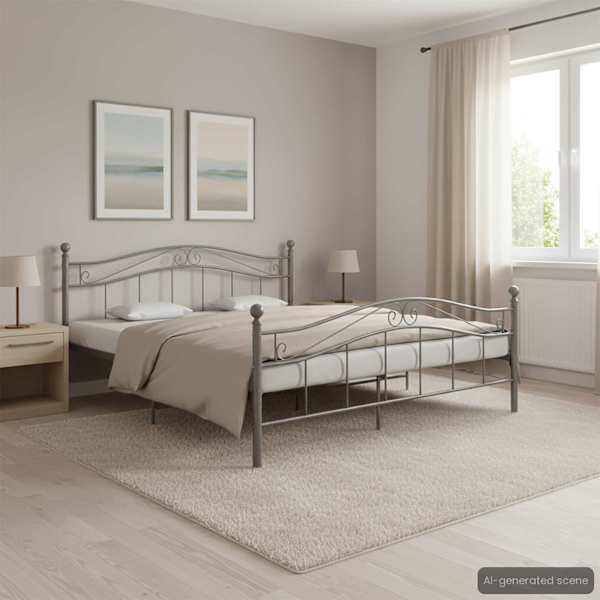 Voodiraam, hall, 140 × 200 cm, metall — mudel 324999