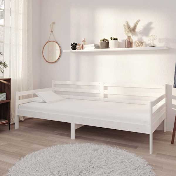 Diivanvoodi koos madratsiga, valge, 90 × 200 cm, männipuit — mudel 3083590