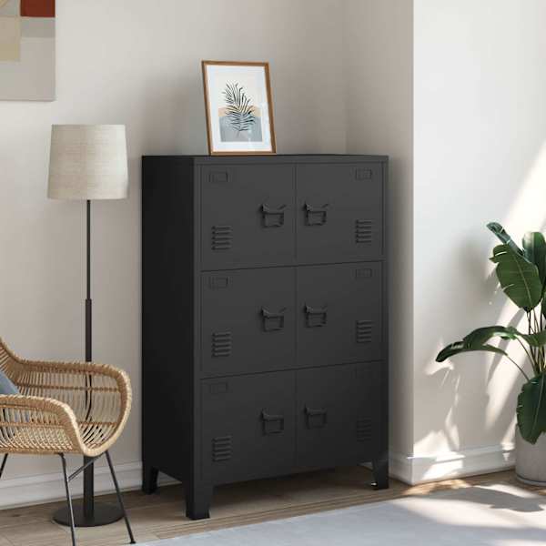 Industriaalne hoiukirst, must, 75 × 40 × 115 cm, metall
