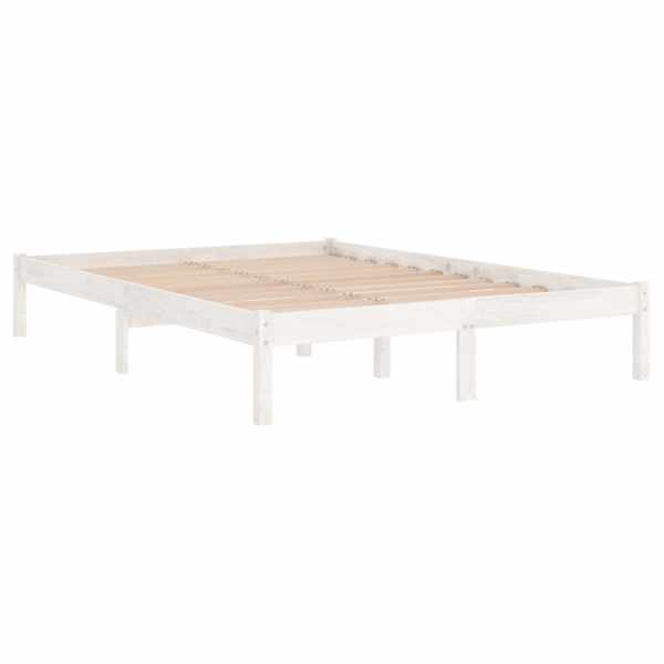 Voodiraam, valge, 140 × 190 cm, männipuit — mudel 809998