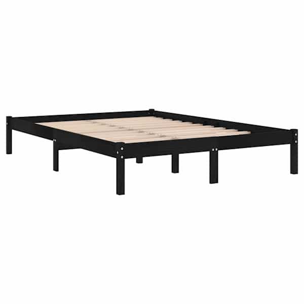Voodiraam, must, 150 × 200 cm, männipuit — mudel 810026