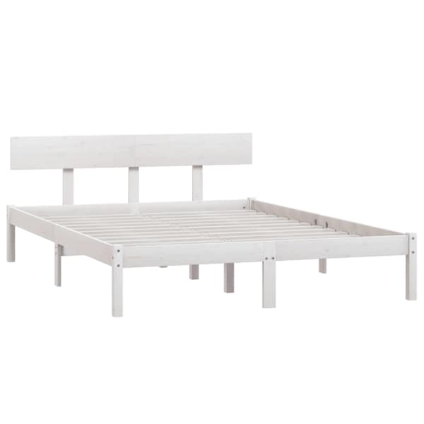Voodiraam, valge, 135 × 190 cm, männipuit — mudel 810123