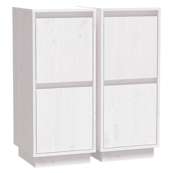 Puhvetkapid 2 tk, valge, 31,5 × 34 × 75 cm, toekas männipuit